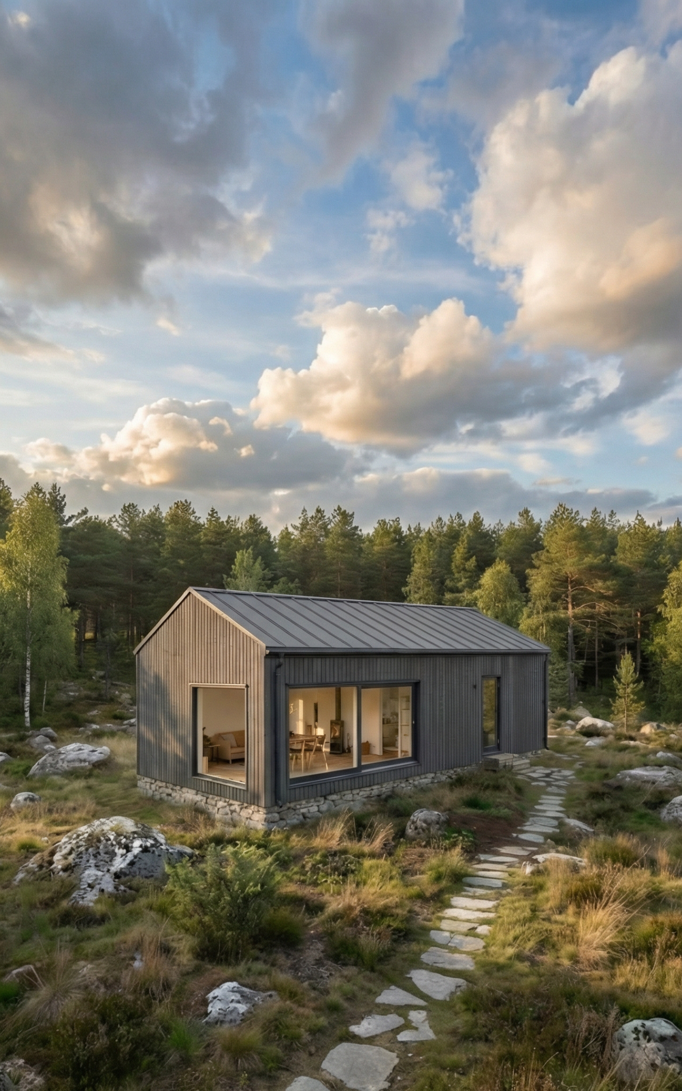 Bergsvik house in daytime forest setting
