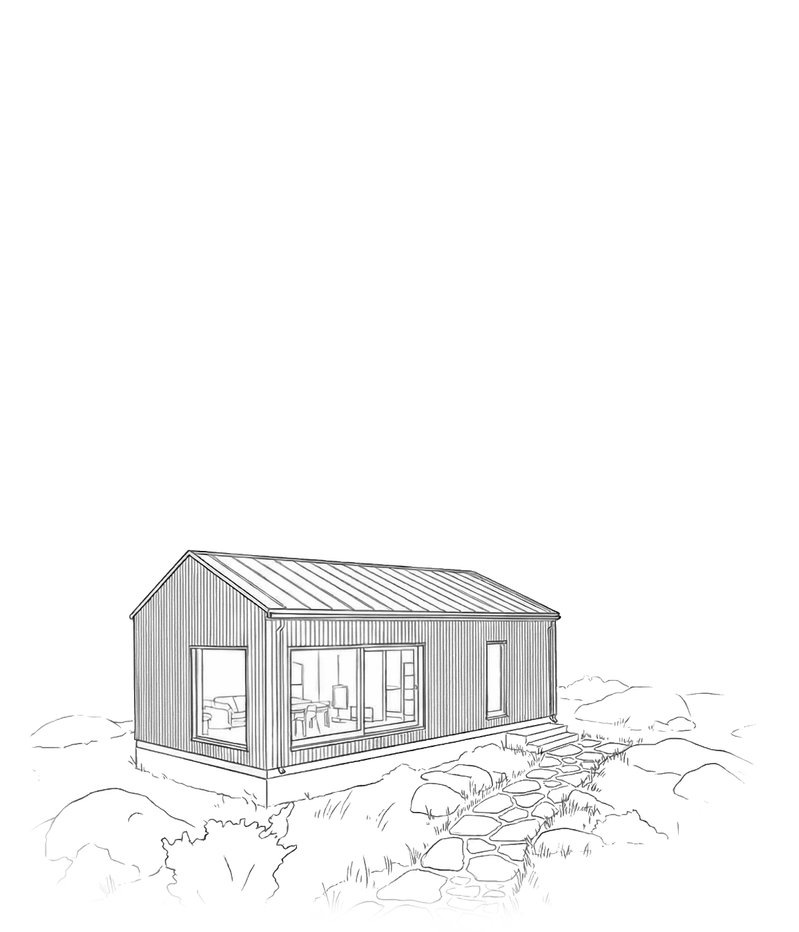 Färdigt hus i sin slutliga miljö